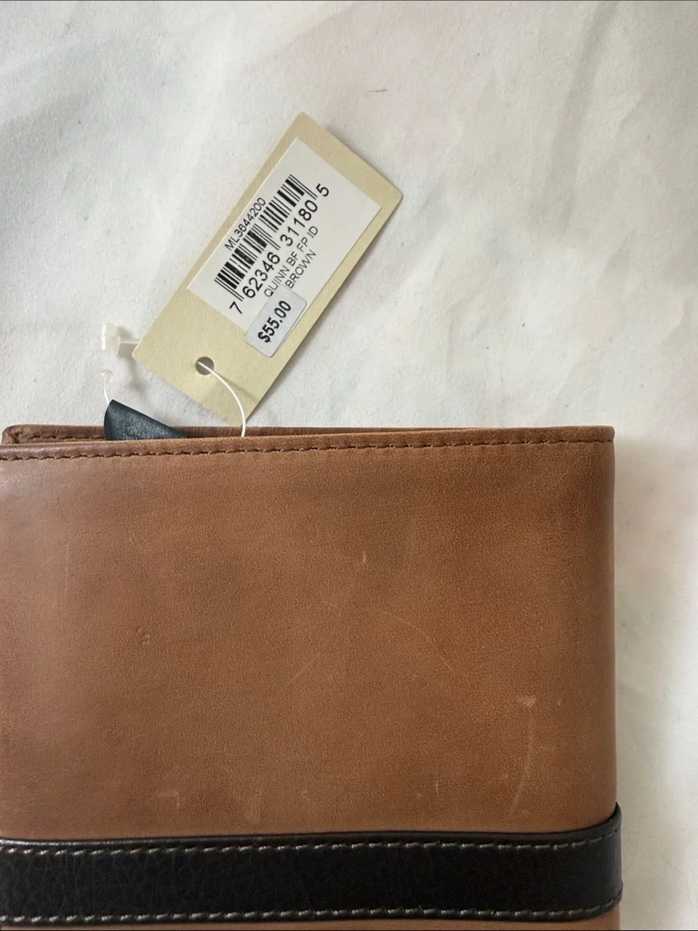 Fossil Brown Leather Wallet with Black Accent